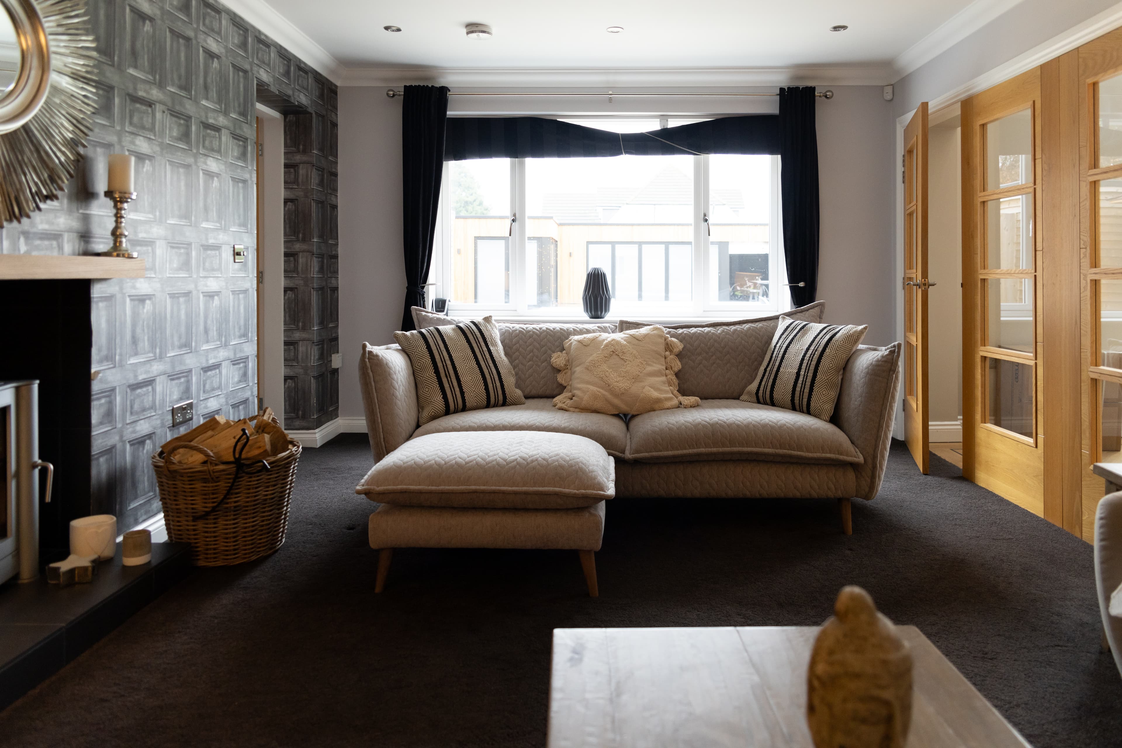 Comfortable sitting area with fireplace